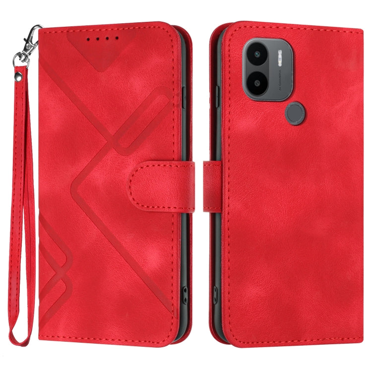 Line Pattern Skin Feel Leather Phone Case