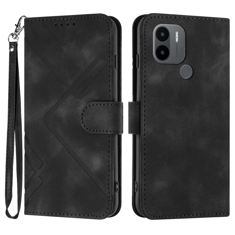 Line Pattern Skin Feel Leather Phone Case