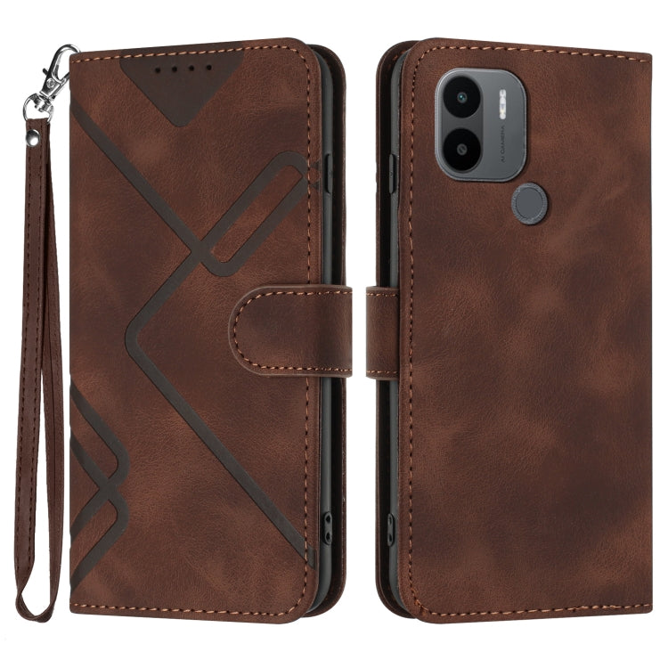 Line Pattern Skin Feel Leather Phone Case