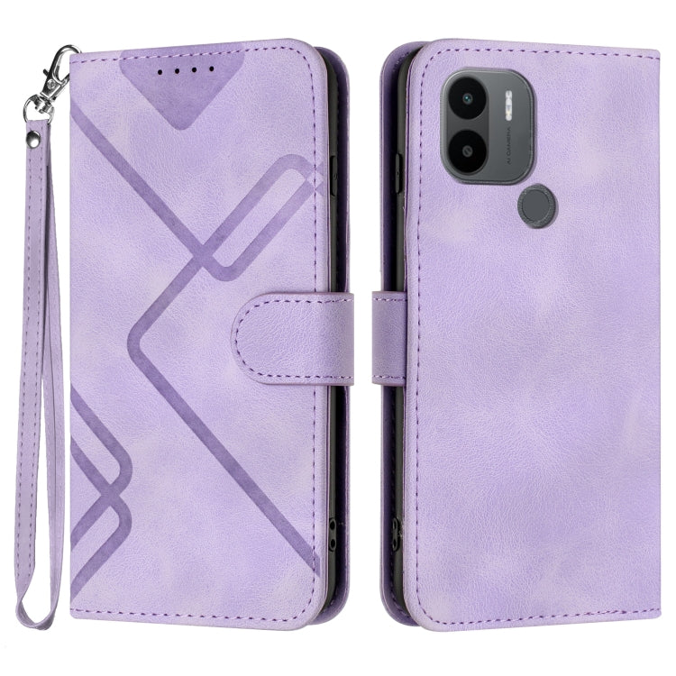 Line Pattern Skin Feel Leather Phone Case