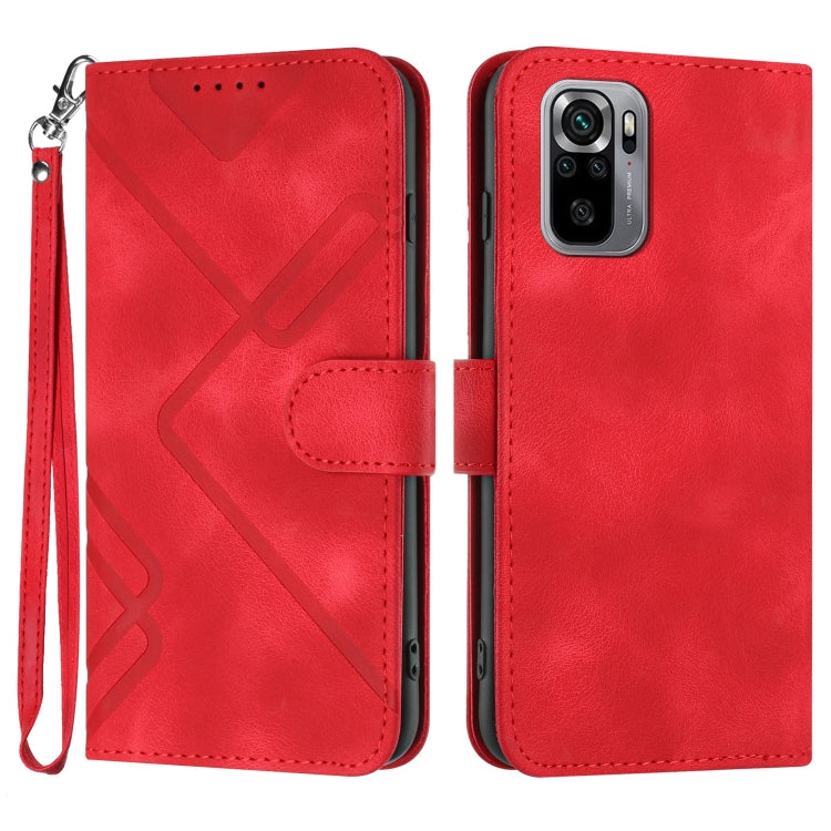 Line Pattern Skin Feel Leather Phone Case, For Xiaomi Redmi Note 10S 4G Global, For Xiaomi Redmi Note 10 Pro Max, For Xiaomi Redmi Note 10 Pro 4G Global, For Xiaomi Redmi Note 10 4G Global