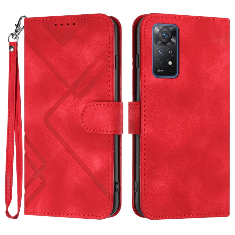 Line Pattern Skin Feel Leather Phone Case