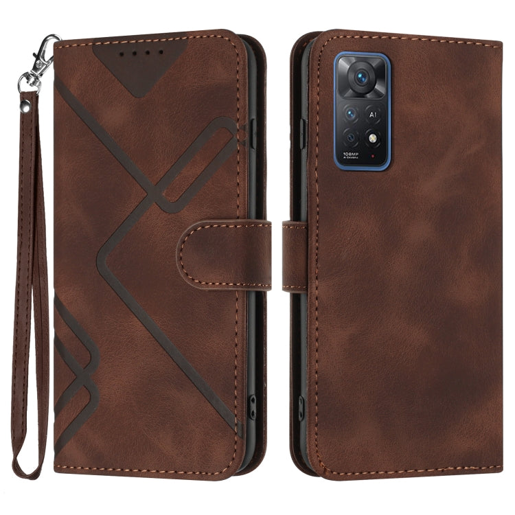 Line Pattern Skin Feel Leather Phone Case