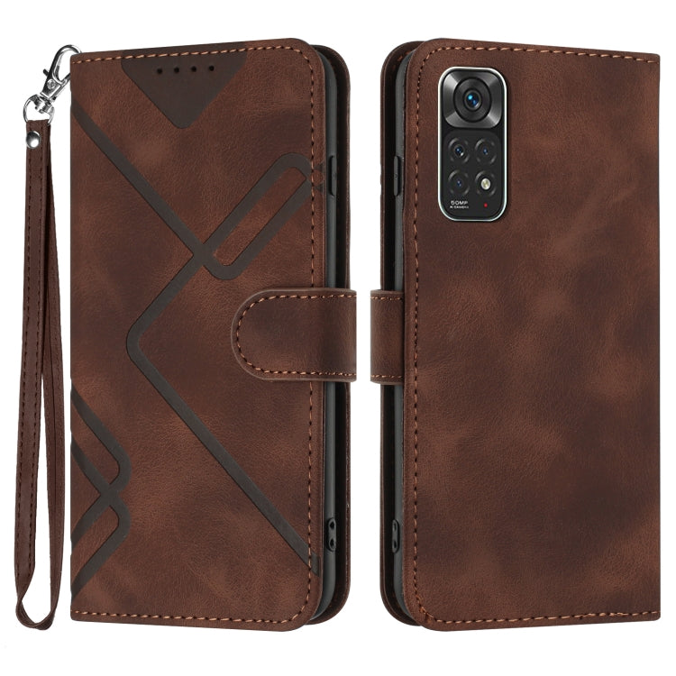 Line Pattern Skin Feel Leather Phone Case