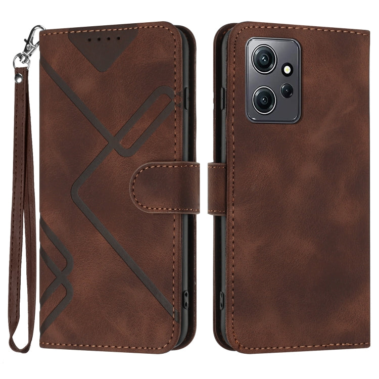Line Pattern Skin Feel Leather Phone Case