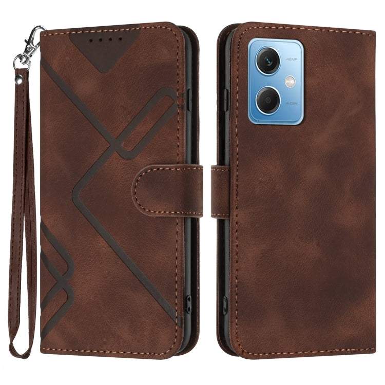 Line Pattern Skin Feel Leather Phone Case