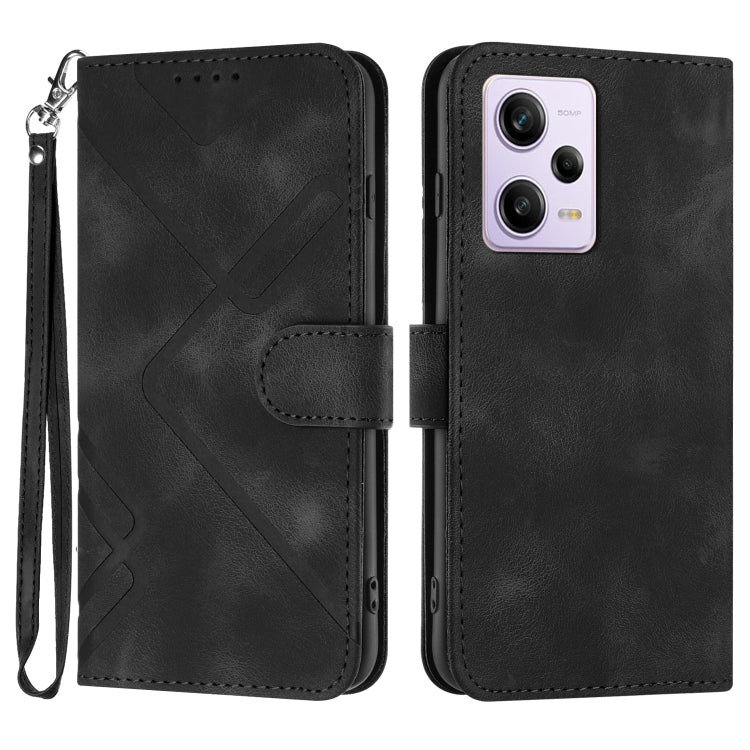 Line Pattern Skin Feel Leather Phone Case