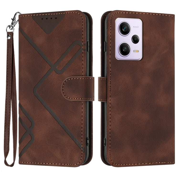 Line Pattern Skin Feel Leather Phone Case