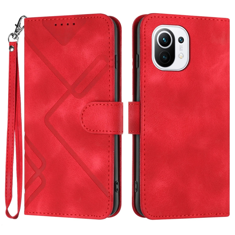 Line Pattern Skin Feel Leather Phone Case