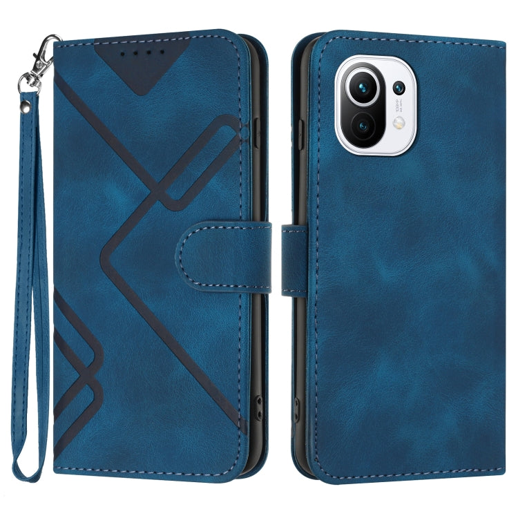 Line Pattern Skin Feel Leather Phone Case