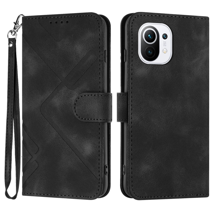 Line Pattern Skin Feel Leather Phone Case