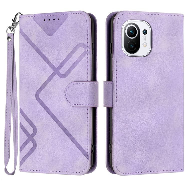 Line Pattern Skin Feel Leather Phone Case
