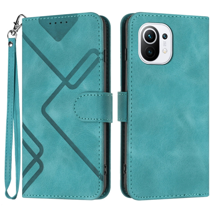 Line Pattern Skin Feel Leather Phone Case