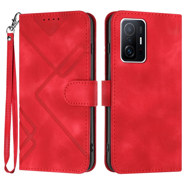 Line Pattern Skin Feel Leather Phone Case