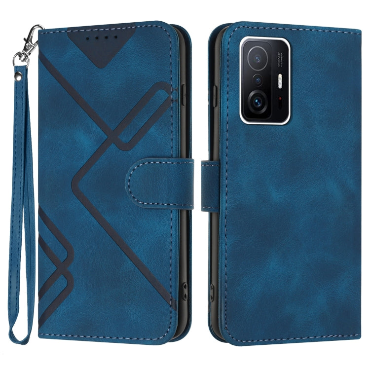 Line Pattern Skin Feel Leather Phone Case
