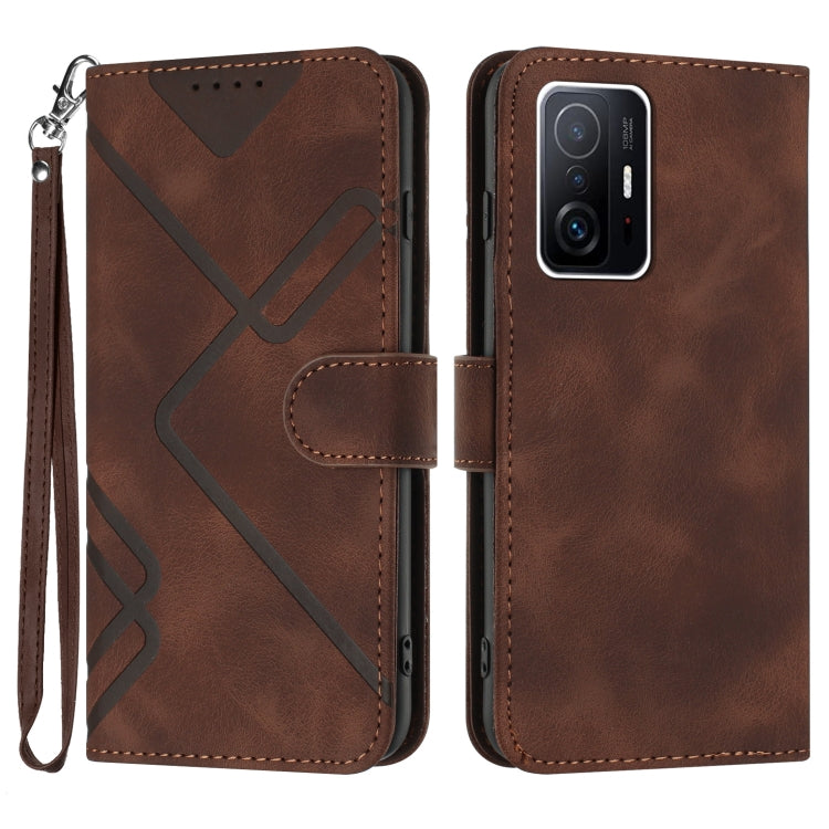 Line Pattern Skin Feel Leather Phone Case