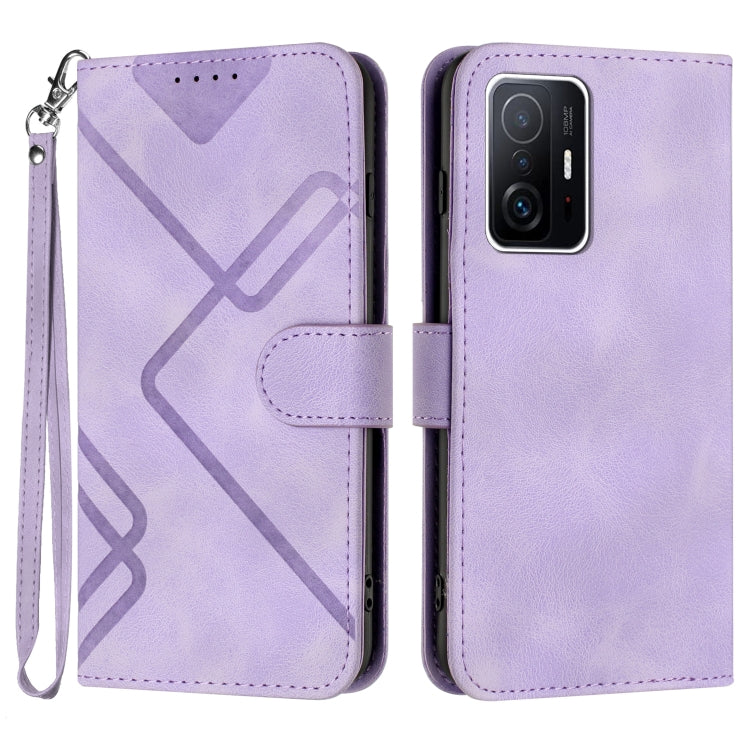 Line Pattern Skin Feel Leather Phone Case