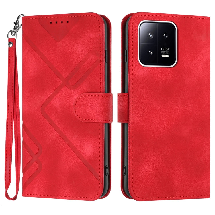 Line Pattern Skin Feel Leather Phone Case