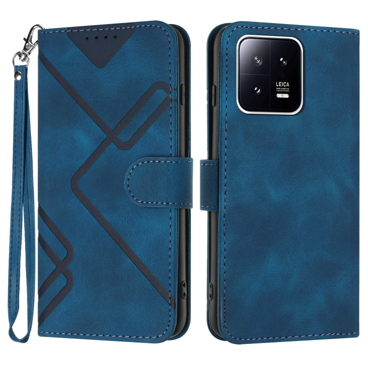 Line Pattern Skin Feel Leather Phone Case