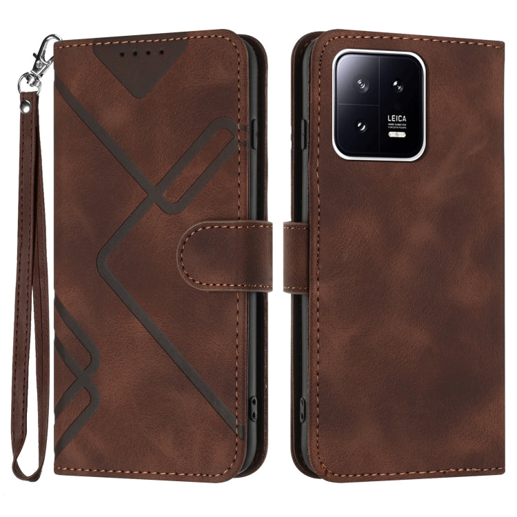 Line Pattern Skin Feel Leather Phone Case