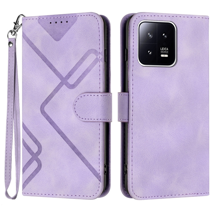 Line Pattern Skin Feel Leather Phone Case