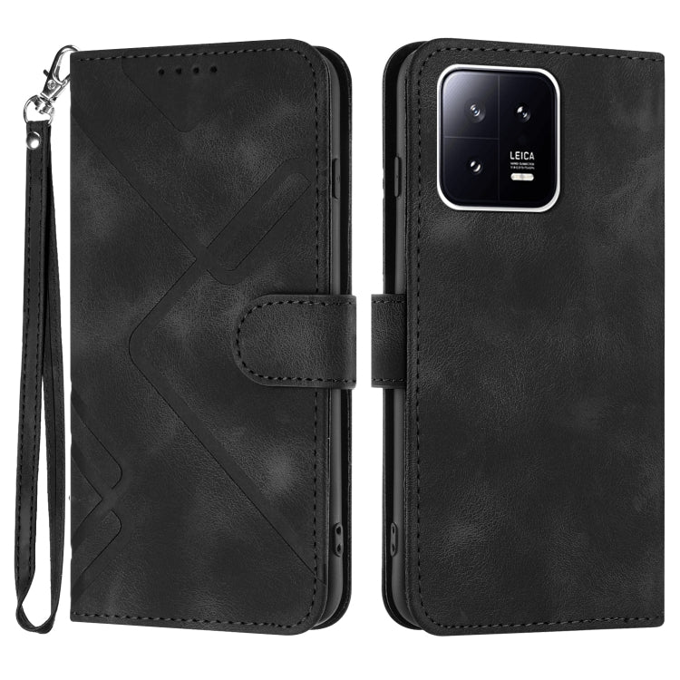 Line Pattern Skin Feel Leather Phone Case