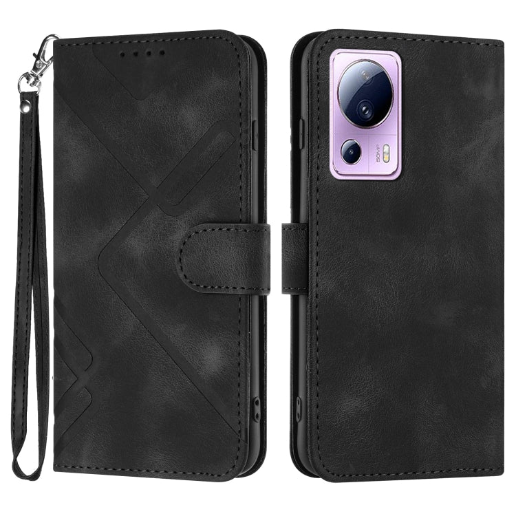 Line Pattern Skin Feel Leather Phone Case