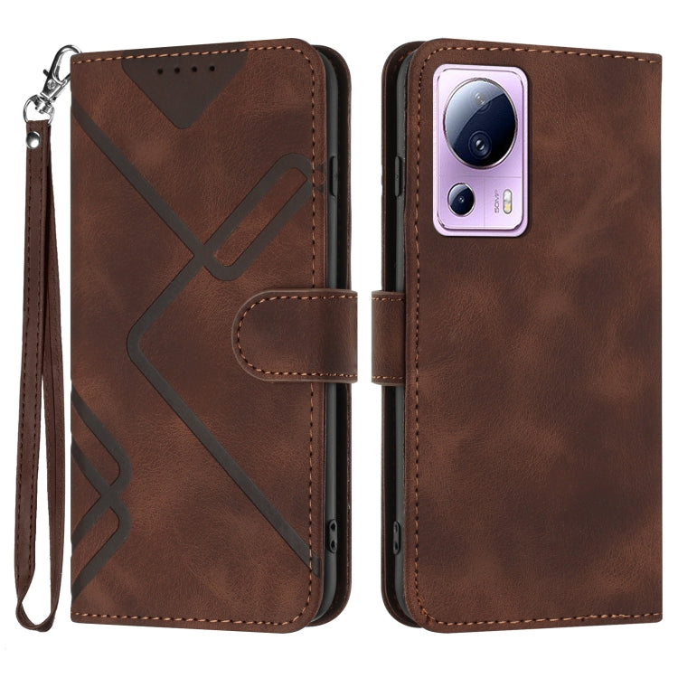 Line Pattern Skin Feel Leather Phone Case