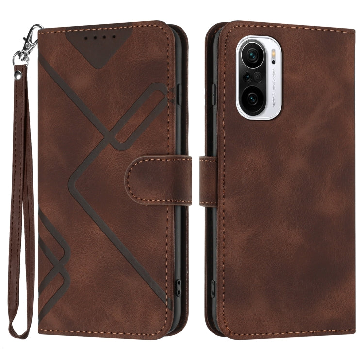 Line Pattern Skin Feel Leather Phone Case
