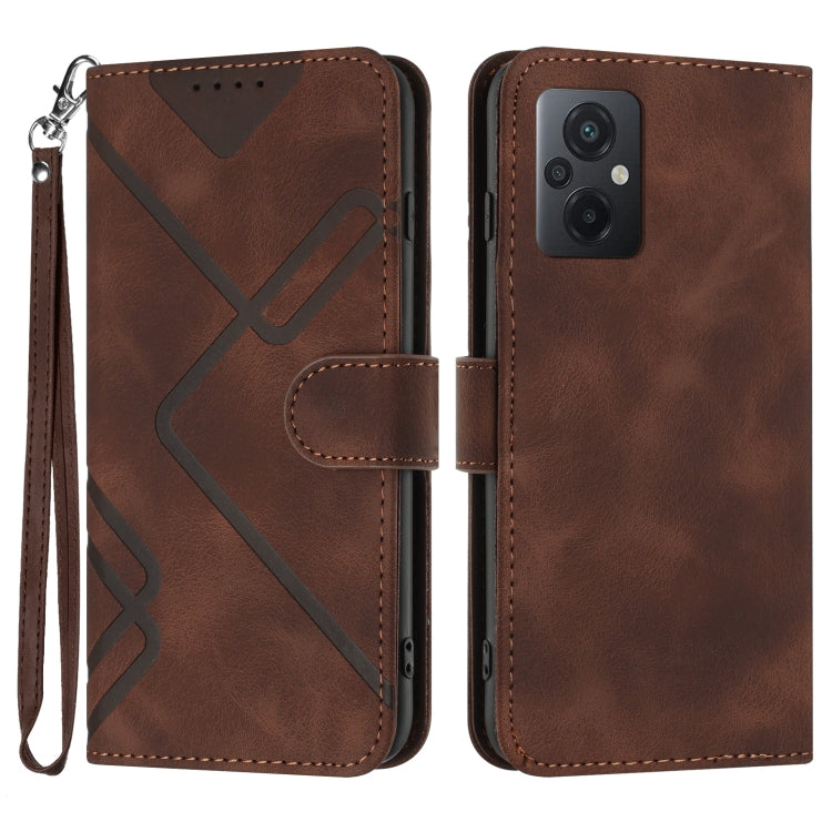 Line Pattern Skin Feel Leather Phone Case