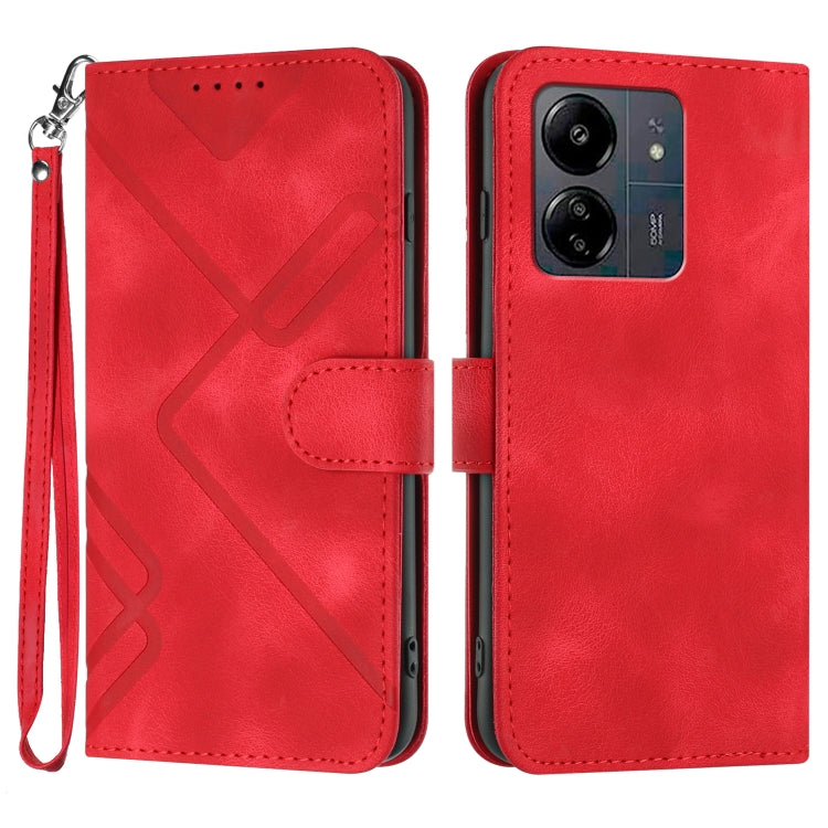 Line Pattern Skin Feel Leather Phone Case