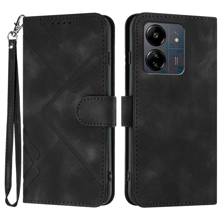 Line Pattern Skin Feel Leather Phone Case