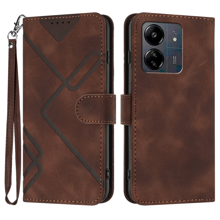 Line Pattern Skin Feel Leather Phone Case