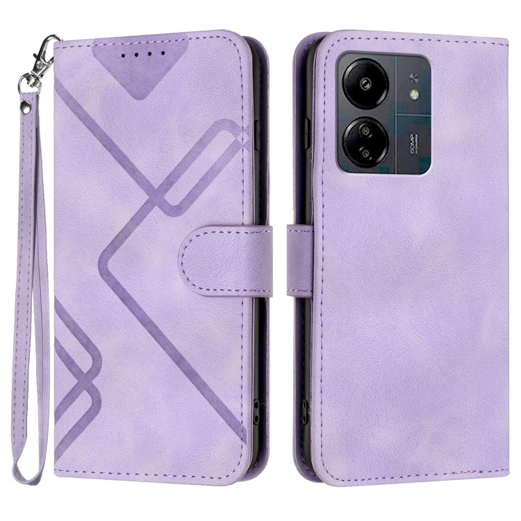 Line Pattern Skin Feel Leather Phone Case