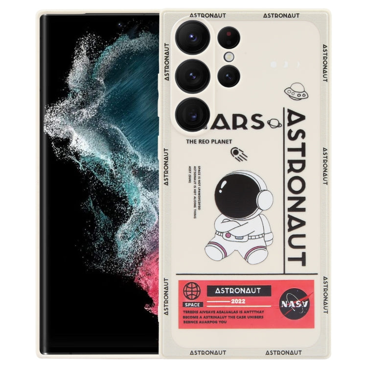 Astronaut Pattern Silicone Straight Edge Phone Case, For Samsung Galaxy S22 5G, For Samsung Galaxy S22+ 5G, For Samsung Galaxy S22 Ultra 5G