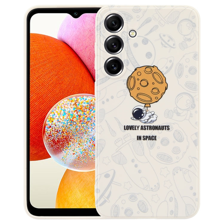 Astronaut Pattern Silicone Straight Edge Phone Case, For Samsung Galaxy A14, For Samsung Galaxy S20+, For Samsung Galaxy A34 5G
