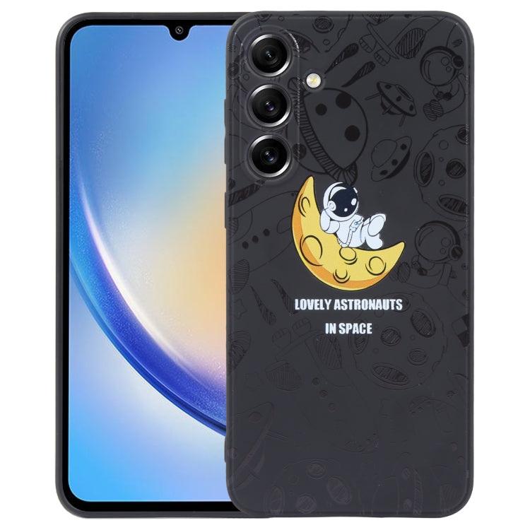 Astronaut Pattern Silicone Straight Edge Phone Case, For Samsung Galaxy A14, For Samsung Galaxy S20+, For Samsung Galaxy A34 5G
