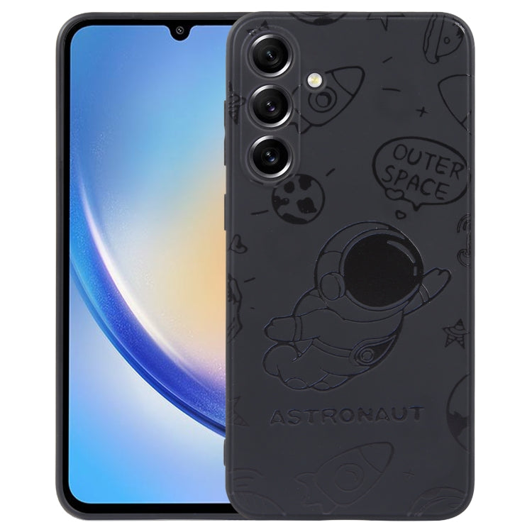 Astronaut Pattern Silicone Straight Edge Phone Case, For Samsung Galaxy A14, For Samsung Galaxy S20+, For Samsung Galaxy A34 5G