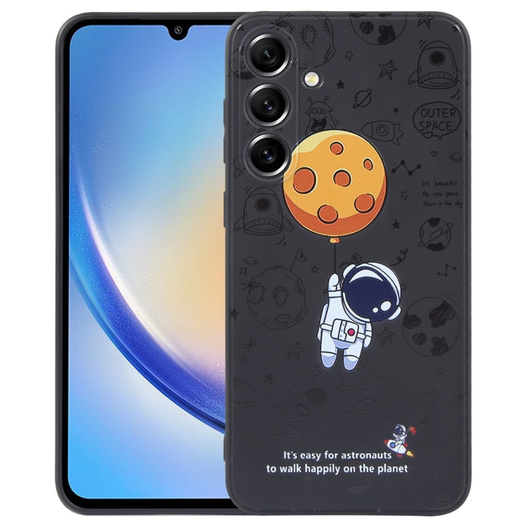Astronaut Pattern Silicone Straight Edge Phone Case, For Samsung Galaxy A14, For Samsung Galaxy S20+, For Samsung Galaxy A34 5G