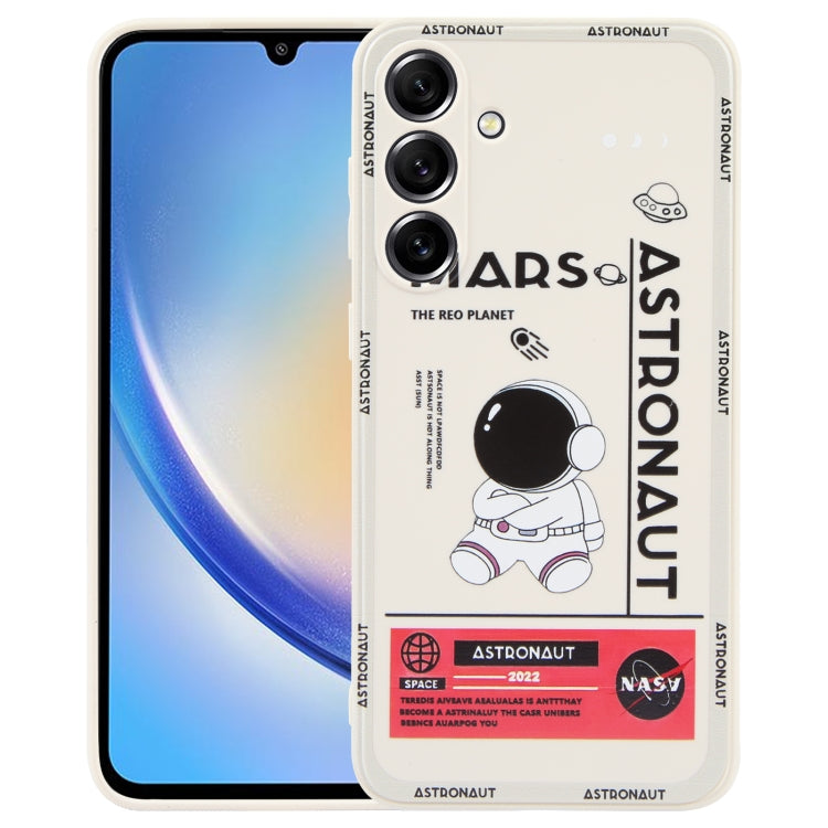 Astronaut Pattern Silicone Straight Edge Phone Case, For Samsung Galaxy A14, For Samsung Galaxy S20+, For Samsung Galaxy A34 5G
