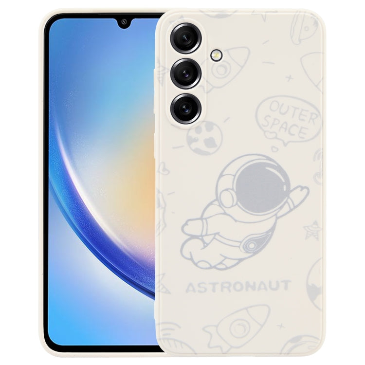 Astronaut Pattern Silicone Straight Edge Phone Case, For Samsung Galaxy A14, For Samsung Galaxy S20+, For Samsung Galaxy A34 5G