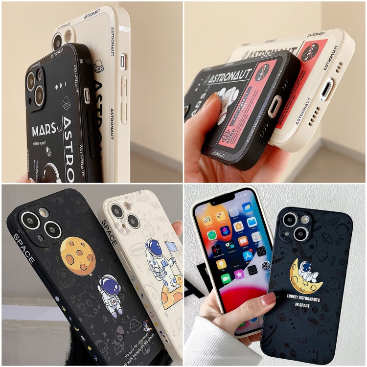 Astronaut Pattern Silicone Straight Edge Phone Case, For Samsung Galaxy A14, For Samsung Galaxy S20+, For Samsung Galaxy A34 5G