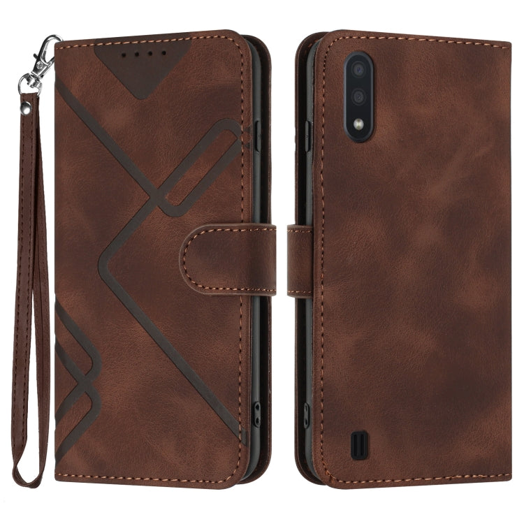 Line Pattern Skin Feel Leather Phone Case