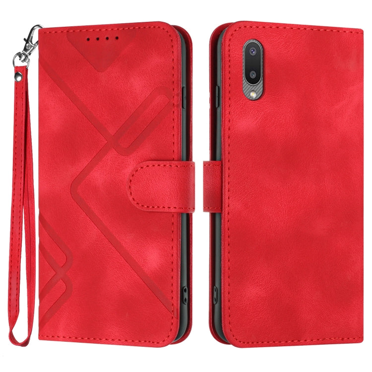 Line Pattern Skin Feel Leather Phone Case