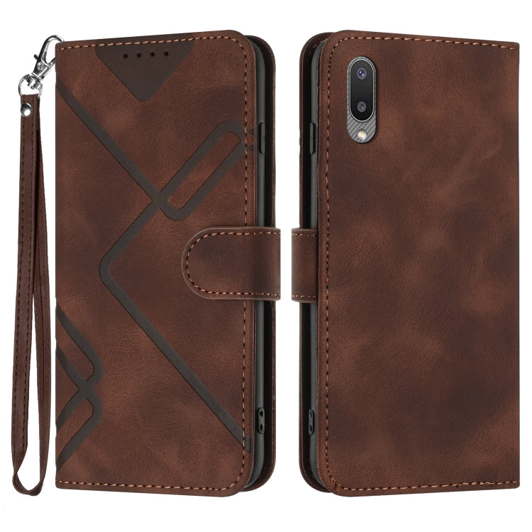 Line Pattern Skin Feel Leather Phone Case