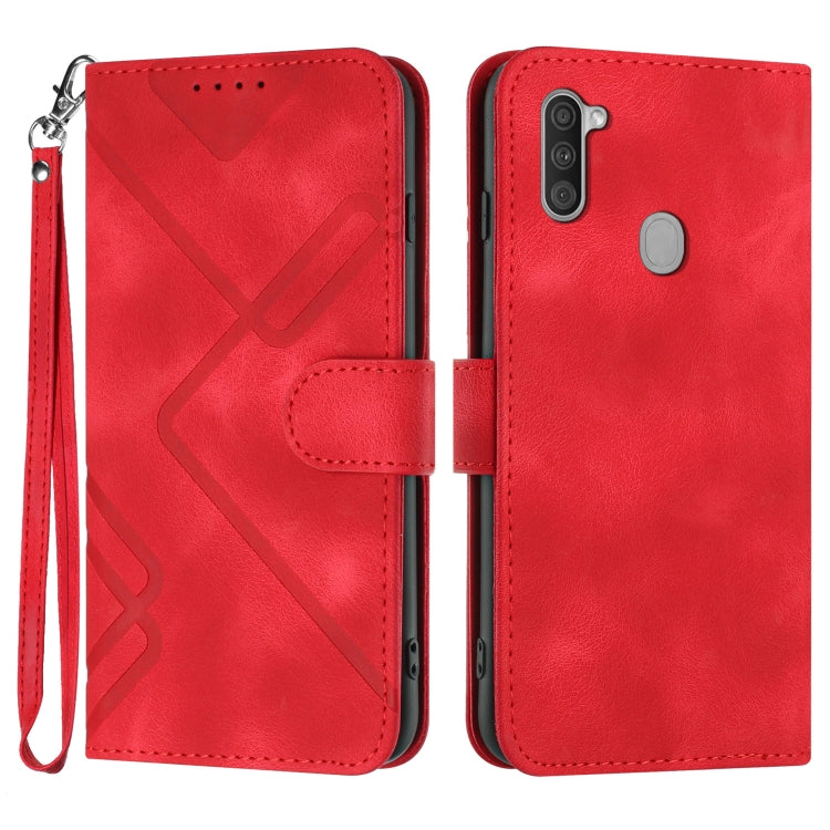 Line Pattern Skin Feel Leather Phone Case