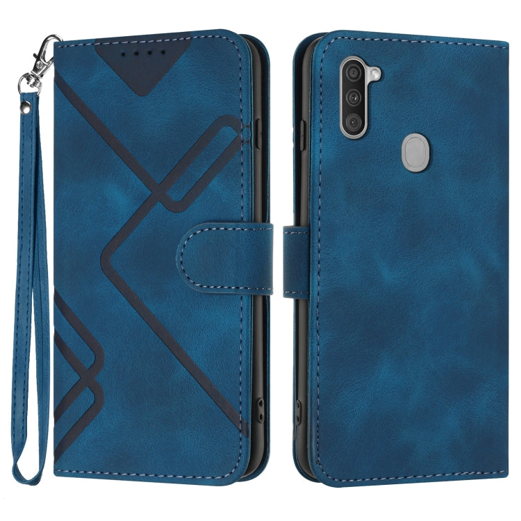 Line Pattern Skin Feel Leather Phone Case