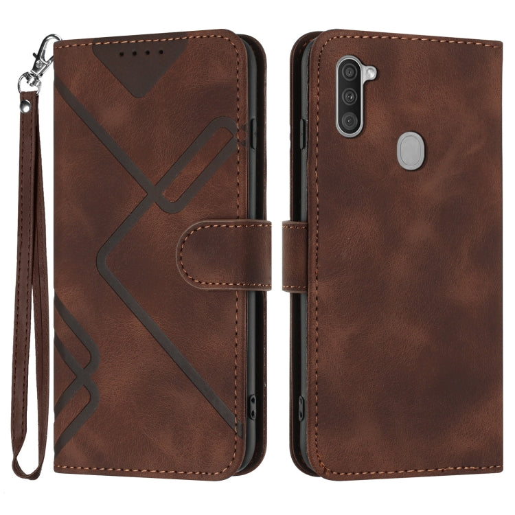 Line Pattern Skin Feel Leather Phone Case