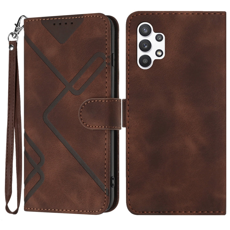 Line Pattern Skin Feel Leather Phone Case