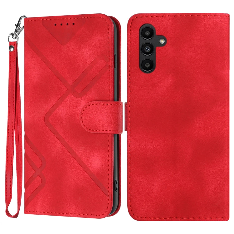Line Pattern Skin Feel Leather Phone Case